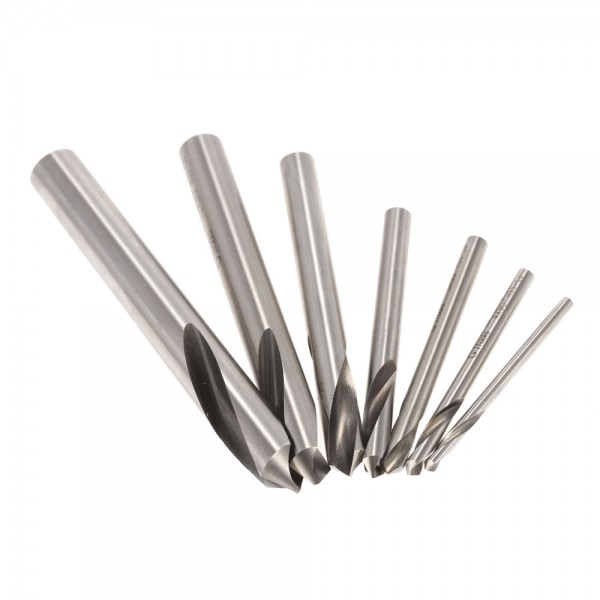 7pcs M42 HSS High Speed Steel Cobalt Spotting Drill Bits Set Round Shank 90 Degree Drilling Chamfering Tool