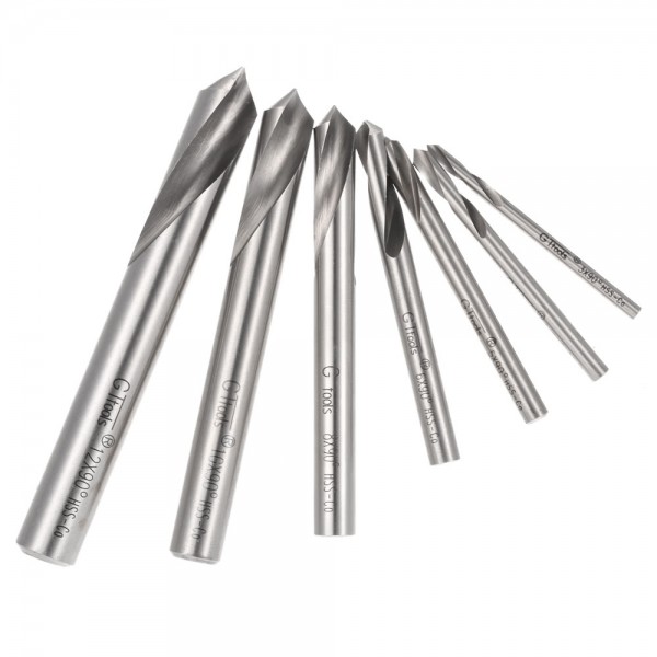 7pcs M42 HSS High Speed Steel Cobalt Spotting Drill Bits Set Round Shank 90 Degree Drilling Chamfering Tool