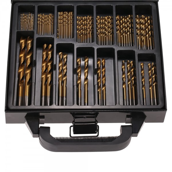 99pcs HSS Titanium Coated Twist Drill Bit Set 1.5-10mm Twist Drills Bits Kit with Case Box