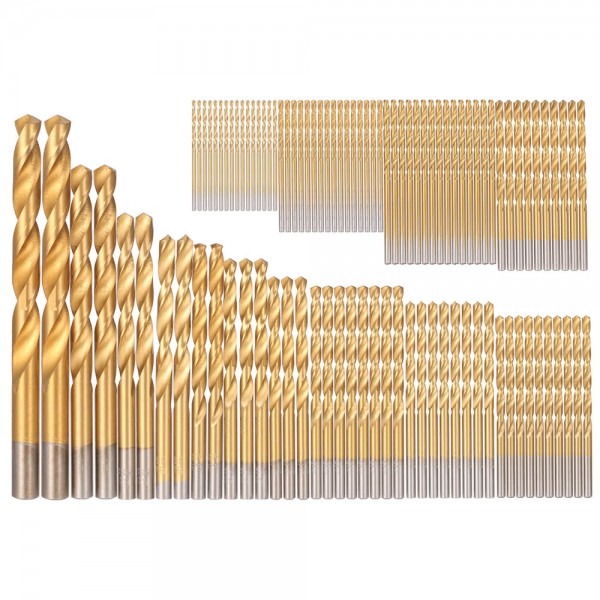 99pcs HSS Titanium Coated Twist Drill Bit Set 1.5-10mm Twist Drills Bits Kit with Case Box