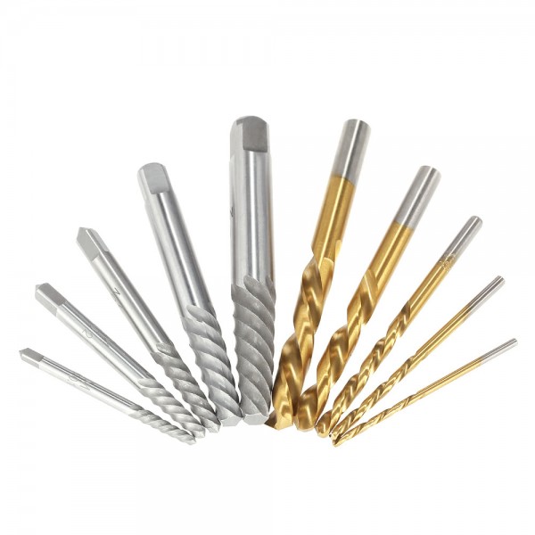 10pcs Cobalt Left Hand Drill Bit Broken Bolt Damaged Screw Extractor Set with Metal Case