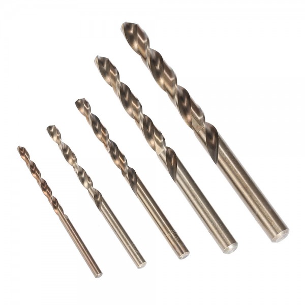 5PCS/Set 4/5/6/8/10mm Straight Shank M35 Cobalt High Speed Steel HSS Twist Drill Bits Set Professional Woodwork Metal Drilling Tools