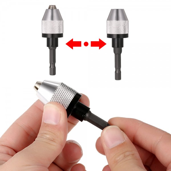 Mini Portable 0.3-6.5mm Electric Grinder Quick Change Drill Chuck with 6.35mm 1/4" Hex Shank Universal Drill Bit Converter Screwdriver Impact Driver Adaptor