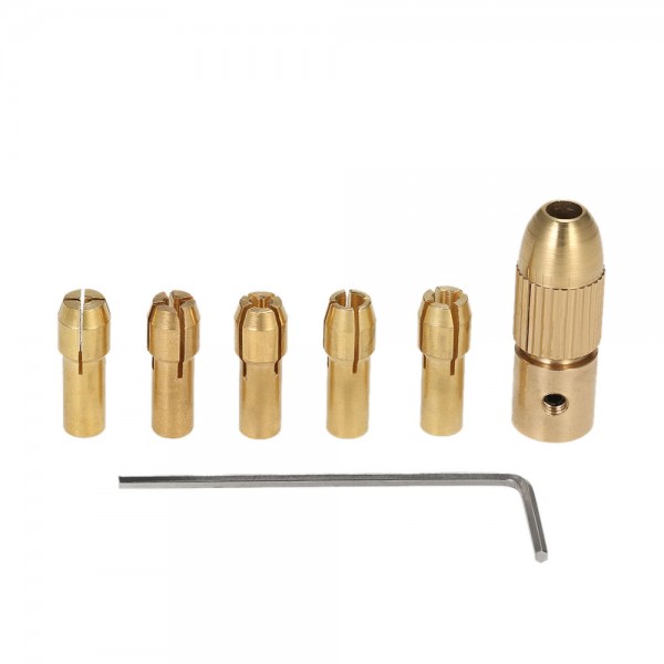 6pcs/set 1.0-3.0mm Electric Drill Bit Collet with Allen Wrench Pocket Size Electric Grinder Round Shank Micro Twist Drill Chuck