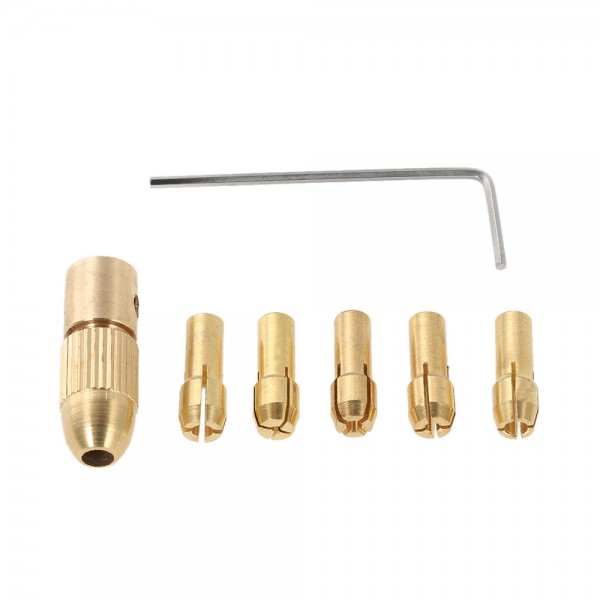 6pcs/set 1.0-3.0mm Electric Drill Bit Collet with Allen Wrench Pocket Size Electric Grinder Round Shank Micro Twist Drill Chuck