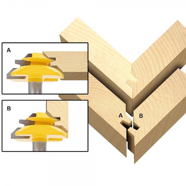 45° 1/2" Stock Max 3/8" Min 1/4" Shank 1-3/8" Tool Bit Small Lock Miter Router Bit Woodworking Tools