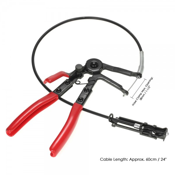 24" Cable-type Flexible Hose Clamp Pliers with Flexible Wire Shaft Fuel Oil Water Hose Tool