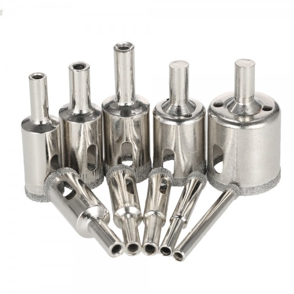 10PCS 6-30mm Glass Hole Saw Kit Diamond Coated Core Hole Saw Marble Drill Bit Tile Ceramic Glass Porcelain Drilling