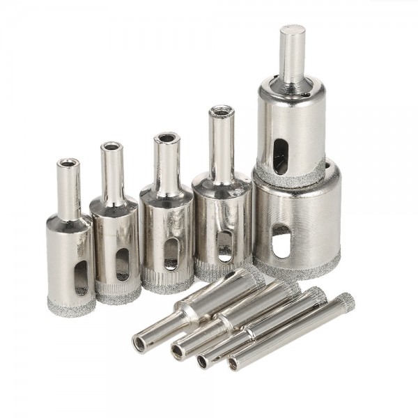 10PCS 6-30mm Glass Hole Saw Kit Diamond Coated Core Hole Saw Marble Drill Bit Tile Ceramic Glass Porcelain Drilling