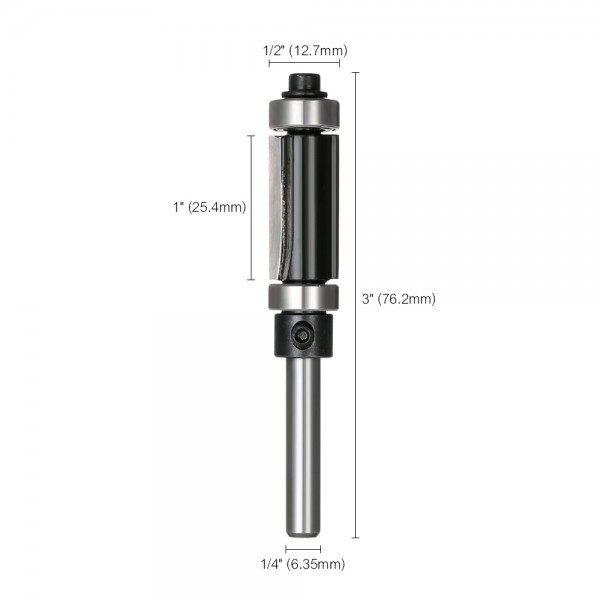 Top & Bottom Flush Trim Router Bit Bearing Tool 1/4" Shank 1" Height Cutter Carpenter Woodworking Tools