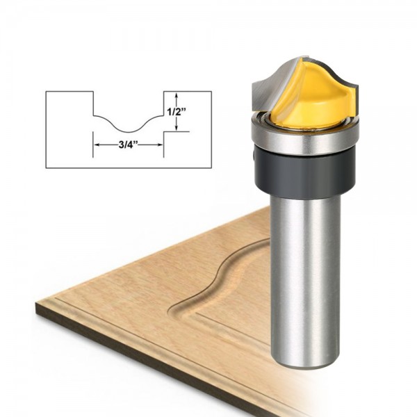 1/2" Shank Cemented Carbide Trim Router Bit Woodworking Profile Groove Template Cutter Carving Tool