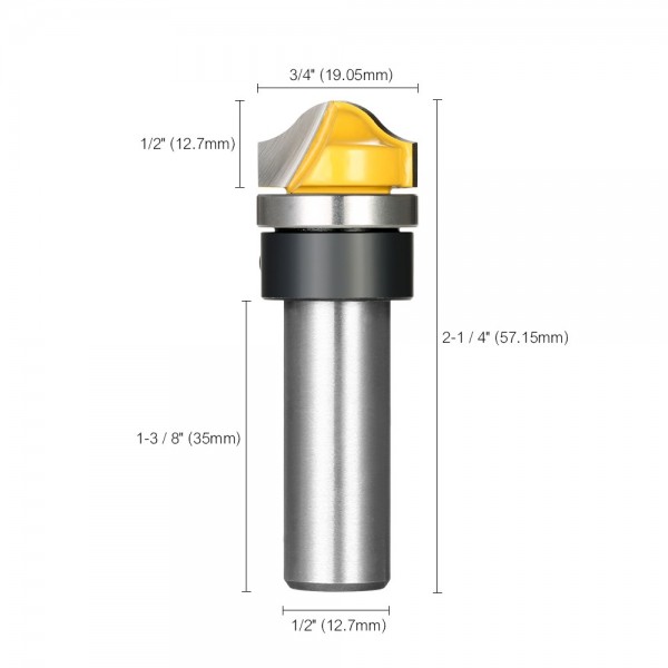 1/2" Shank Cemented Carbide Trim Router Bit Woodworking Profile Groove Template Cutter Carving Tool