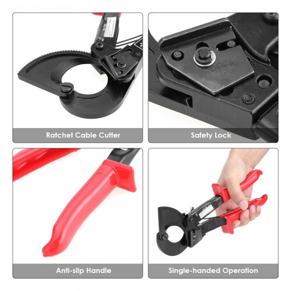 Professional Heavy Duty 240mm2 Ratchet Cable Cutter Wire Cut Hand Tool for Cutting Copper and Aluminum Cable