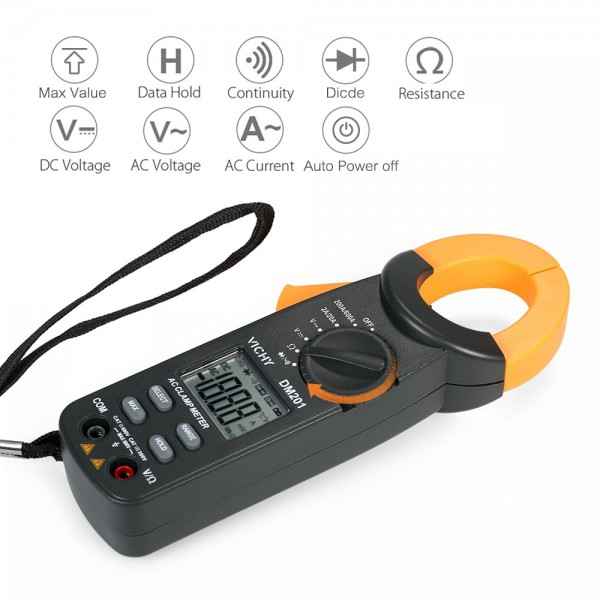  1999 Counts Digital Clamp Meter AC/DC Voltage AC Current Auto Range Portable Handheld LCD Display Auto-ranging Clamp Multimeter Resistance Diode Tester