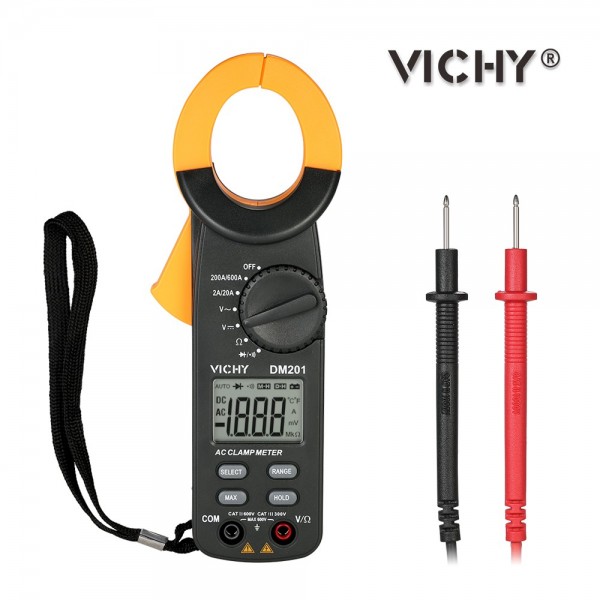  1999 Counts Digital Clamp Meter AC/DC Voltage AC Current Auto Range Portable Handheld LCD Display Auto-ranging Clamp Multimeter Resistance Diode Tester