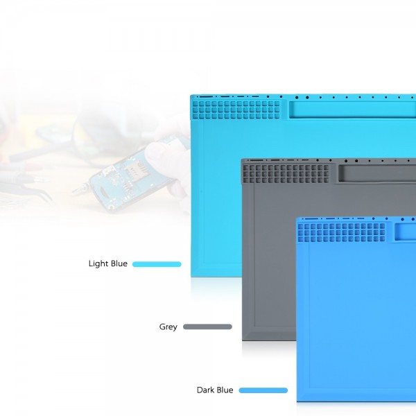 Magnetic 380*210mm Heat Insulation Silicone Pad for BGA Soldering Repair Solder Station Mat High Temperature Maintenance Platform with Screw Notches