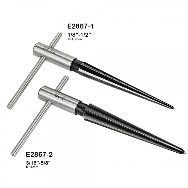 Taper Reamer 1/8"-1/2" 3-13mm Bridge Pin Hole Tapered Hand Held Reamer T Handle 6 Fluted Chamfer Reaming Woodworking Cutting Tool