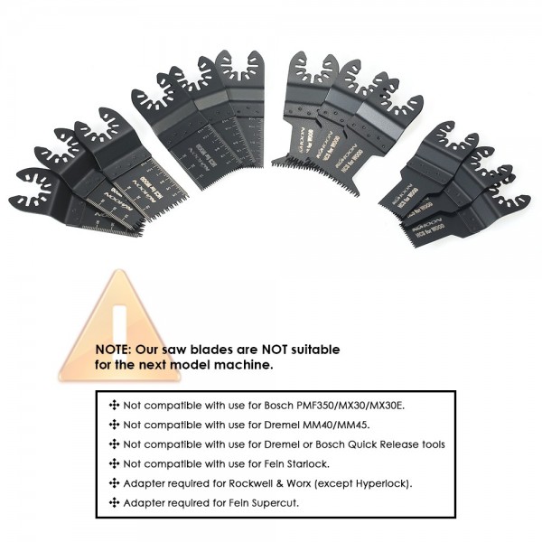 KKmoon 12pcs Wood Oscillating Multi Tool Quick Release Saw Blade for Dremel Fein Multimaster Makita Bosch Craftsman Porter Rockwell Cable Black & Decker Ridgid Ryobi Makita Milwaukee Dewalt Chicago Multitool Accessory