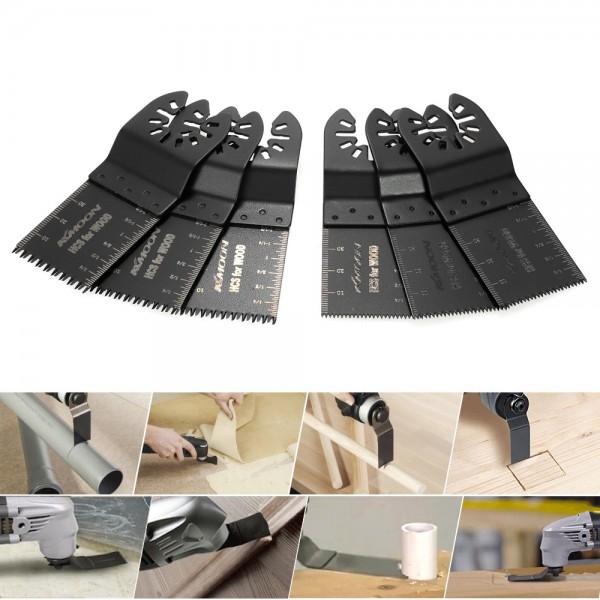 KKmoon 6pcs Wood Oscillating Multi Tool Quick Release Saw Blade for Fein Multimaster Makita Bosch Craftsman Porter Rockwell Cable Black & Decker Ridgid Ryobi Makita Milwaukee Dewalt Chicago Multitool Accessory