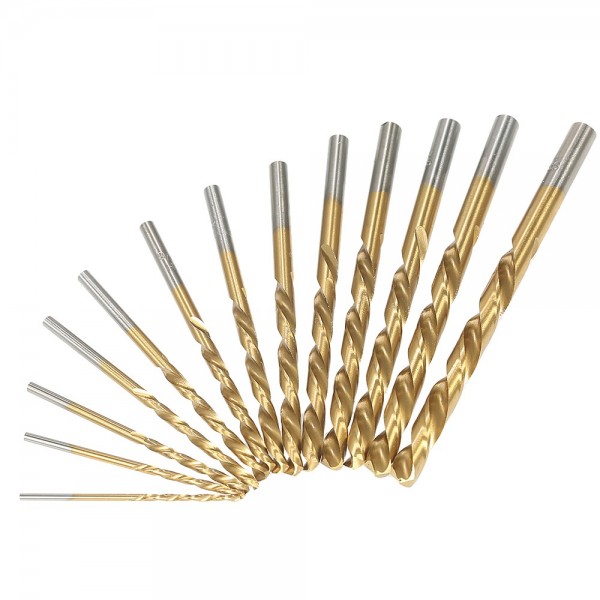 13pcs Left Handed Drill Bit Set M2 HSS with Titanium Nitride Coating (1/16" - 1/4")