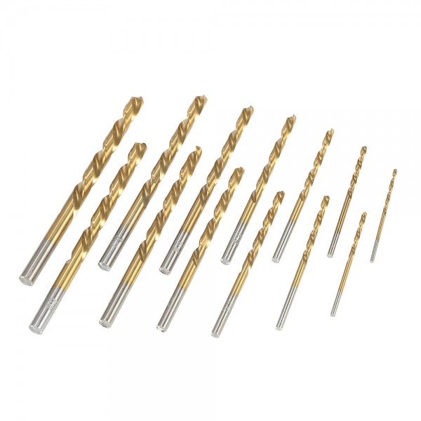 13pcs Left Handed Drill Bit Set M2 HSS with Titanium Nitride Coating (1/16" - 1/4")