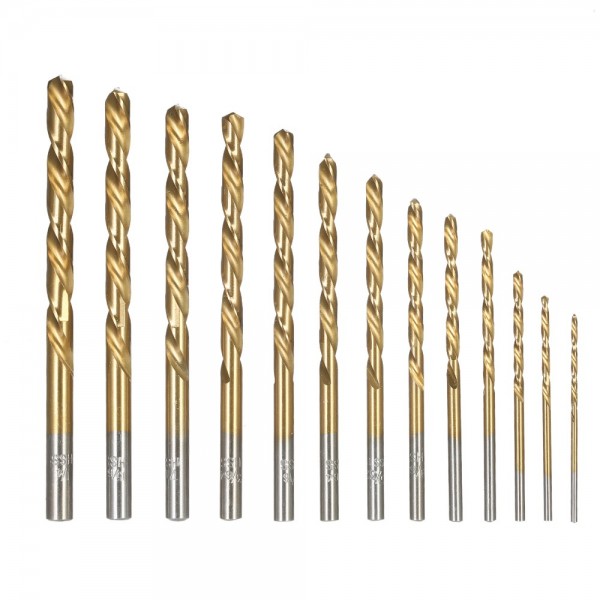 13pcs Left Handed Drill Bit Set M2 HSS with Titanium Nitride Coating (1/16" - 1/4")