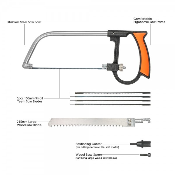 Brand New 8 in 1 Carpenter Saw Wood Saw Magic Saw with Extra 5 Saw Blades Woodworking Tools Hand Saw Hacksaw Multi Purpose Bow Saw DIY Tool for Glass Plastic Tile Wood Aluminium Metal Metalworking