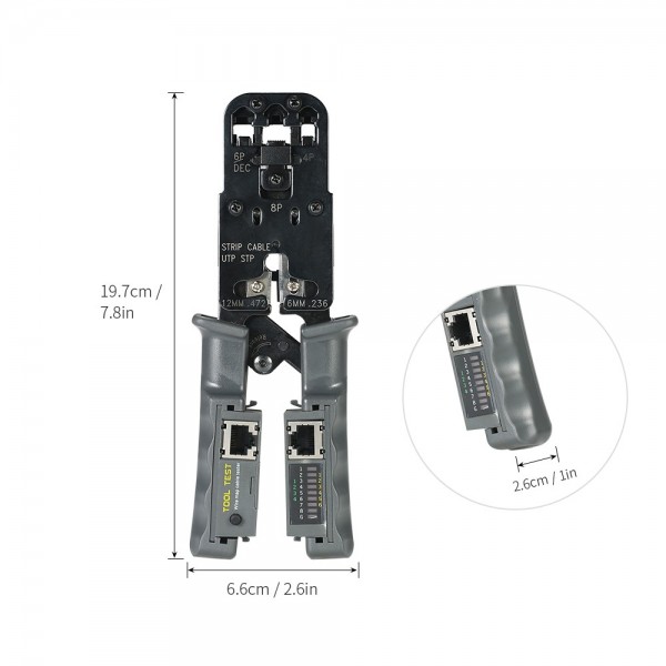 Multi-functional LED Detachable Cable Crimping Tool Wire Cutter Stripper RJ11 RJ12 RJ45 Wire Tester