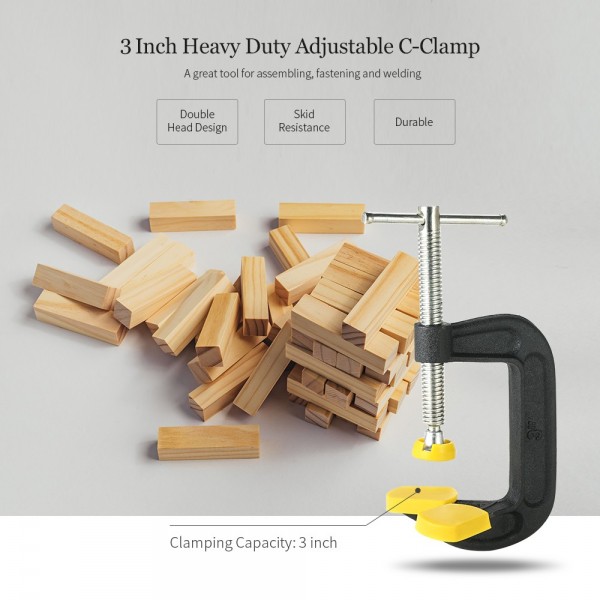 Inch Heavy Duty Adjustable C-Clamp Malleable Double Head G-Clamp Desktop Mount Holder for Woodworking