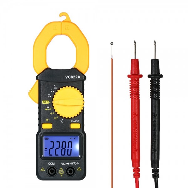 Digital Clamp Meter 4000 Counts Auto-ranging AC/DC Voltage AC Current Portable Handheld Multimeter w/ Backlight LCD Diaplay Measuring Capacitance Resistance Frequency Continuity Diode Temperature Hz Tester