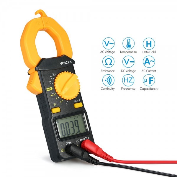 Digital Clamp Meter 4000 Counts Auto-ranging AC/DC Voltage AC Current Portable Handheld Multimeter w/ Backlight LCD Diaplay Measuring Capacitance Resistance Frequency Continuity Diode Temperature Hz Tester