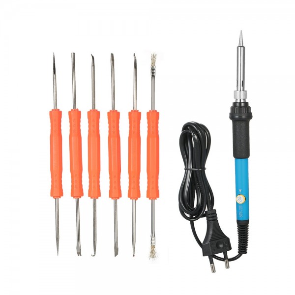 18pcs/set Soldering Tools Kit 60W 220V Plug of EU Adjustable Temperature Soldering Iron Desoldering Pump Iron Stand Solder Tips With Storage Bag