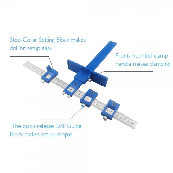 Guide Sleeve Cabinet Hardware Jig Drawer Pull Jigs Wood Drilling Dowelling Hole Saw for Professional Installation of Handles and Knobs on Doors and Drawer Fronts