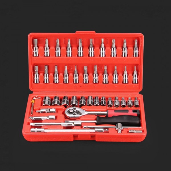 46pcs Multifunctional Professional Steel Socket Wrench Tool Set