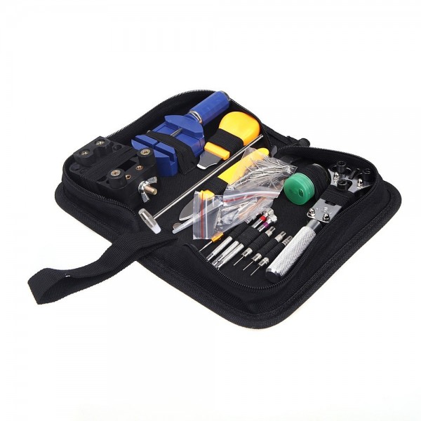 Portable 144pcs Watch Repair Tool Kit Watchband Link Remover & Zip Case Watchmaker