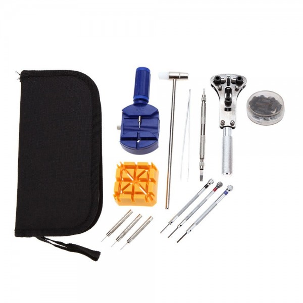 Portable 144pcs Watch Repair Tool Kit Watchband Link Remover & Zip Case Watchmaker