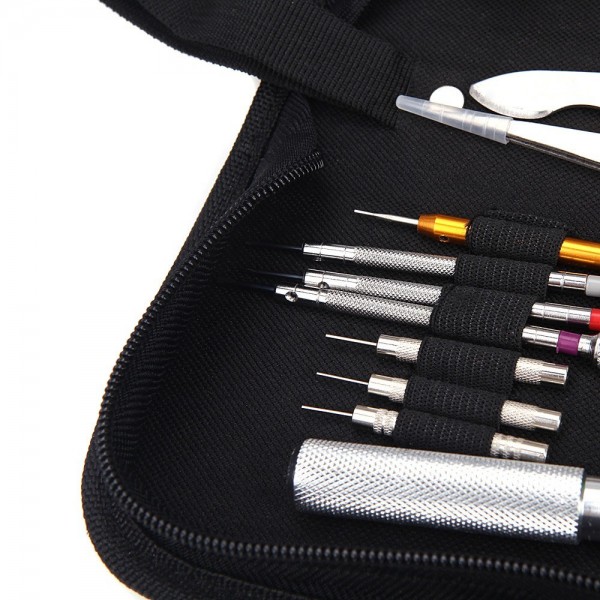 Portable 144pcs Watch Repair Tool Kit Watchband Link Remover & Zip Case Watchmaker