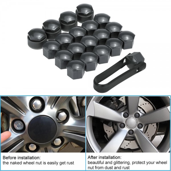 Set of 16+4pcs Universal 17mm Car Wheel Nut Bolt Covers Locking Caps