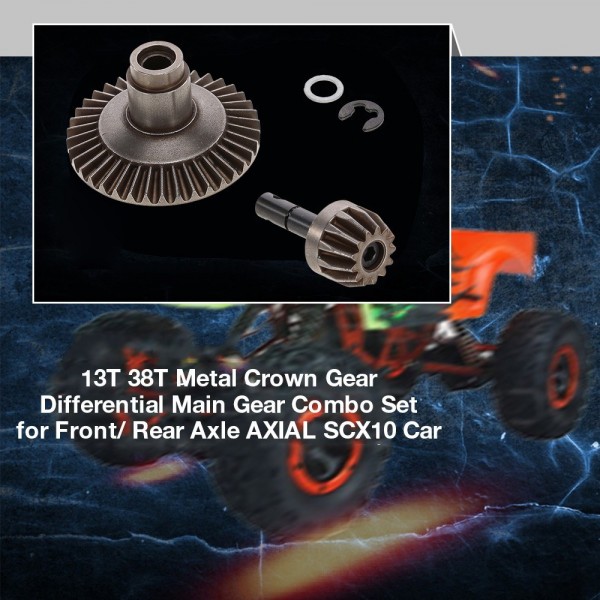 13T 38T Metal Crown Gear Differential Main Gear Combo Set for Front/ Rear Axle AXIAL SCX10 90021 90022 RC Off-Road Buggy Monster Truck Car