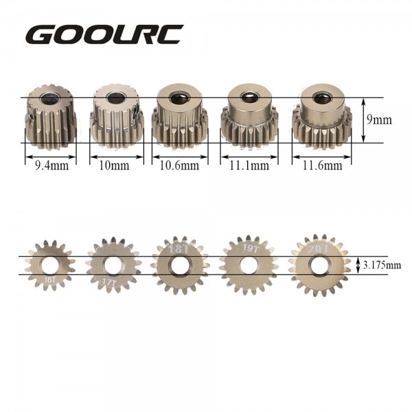 GoolRC 48DP 3.175mm 16T 17T 18T 19T 20T Pinion Motor Gear for 1/10 RC Car Brushed Brushless Motor