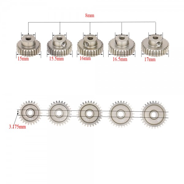 GoolRC 48DP 26T 27T 28T 29T 30T Pinion Motor Gear Combo Set for 1/10 RC Car Brushed Brushless Motor